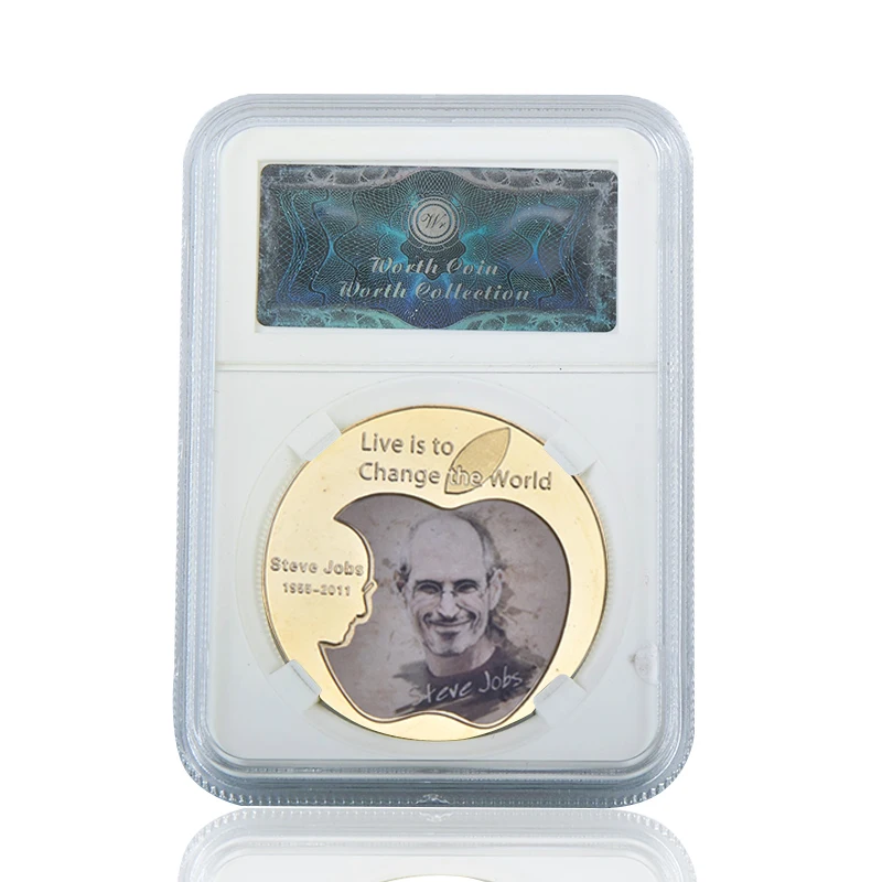 WR Steve Jobs золотые коллекционные монеты набор с монетницей США вызов монеты Оригинальные металлические монеты персонализированный подарок дропшиппинг - Цвет: coin1 with case
