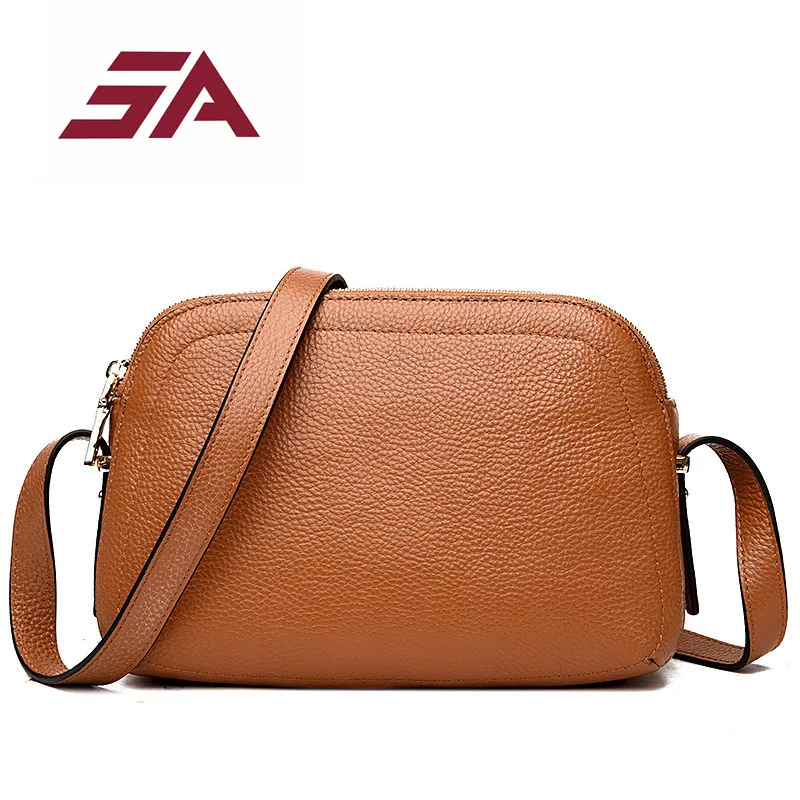 

SA genuine leather women handbags samplaner brand small crossbody bags causal shell shoulder bags candy color messenger bag 2018