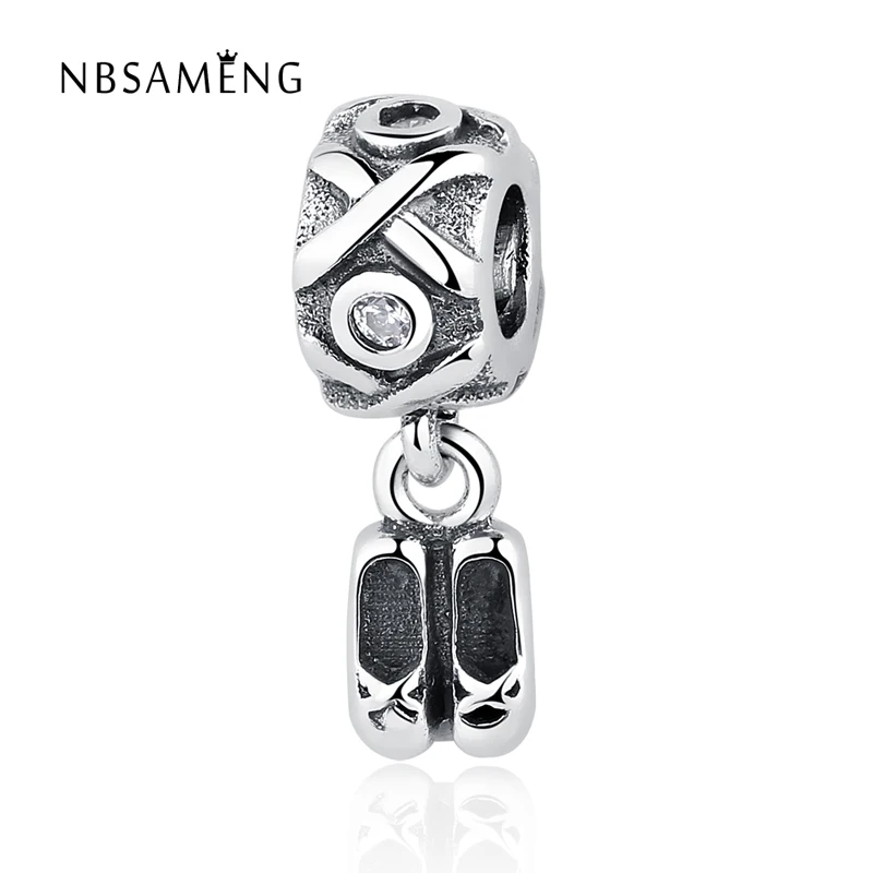 

Authentic S925 Sterling Silver Bead Charm Cute Ballet Shoes Pendant Charm Beads Fit Pandora DIY Bracelets & Bangles Jewelry