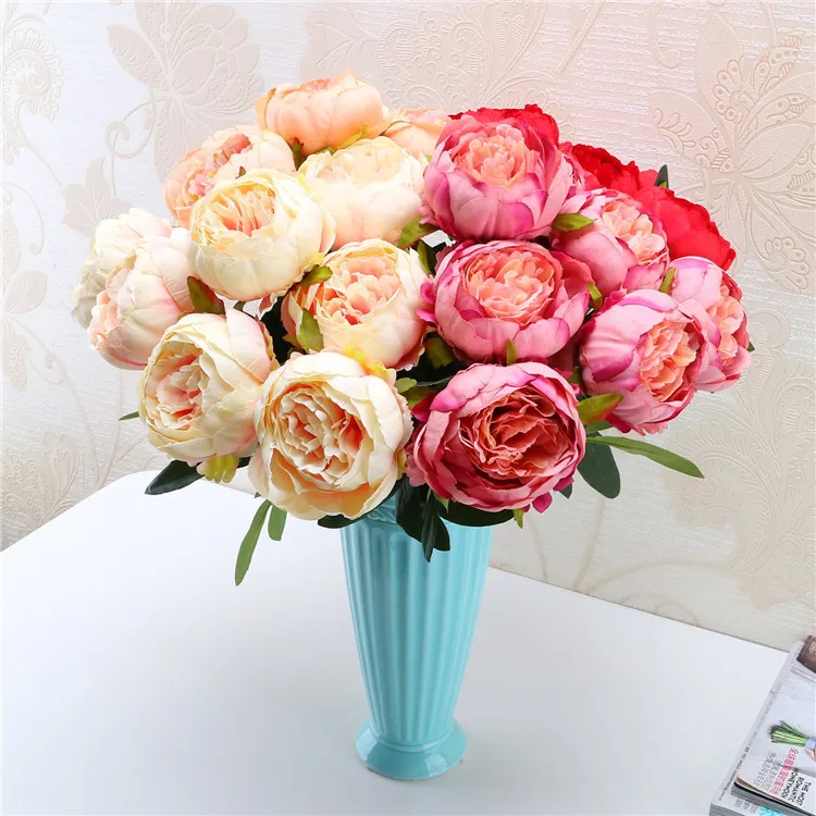 7 heads/bunch Artificial Peony Flowers for Wedding Bouquet Fake Flower for Home Garden Party Decoration DIY Bride Wreath Garland