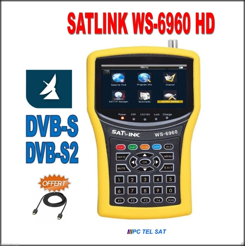 

satlink ws-6960 free dhl dvb s2 4.3 inch HD display DVB-S2 HD MPEG4 satlink 6960 Satellite Finder Meter satlink 6960