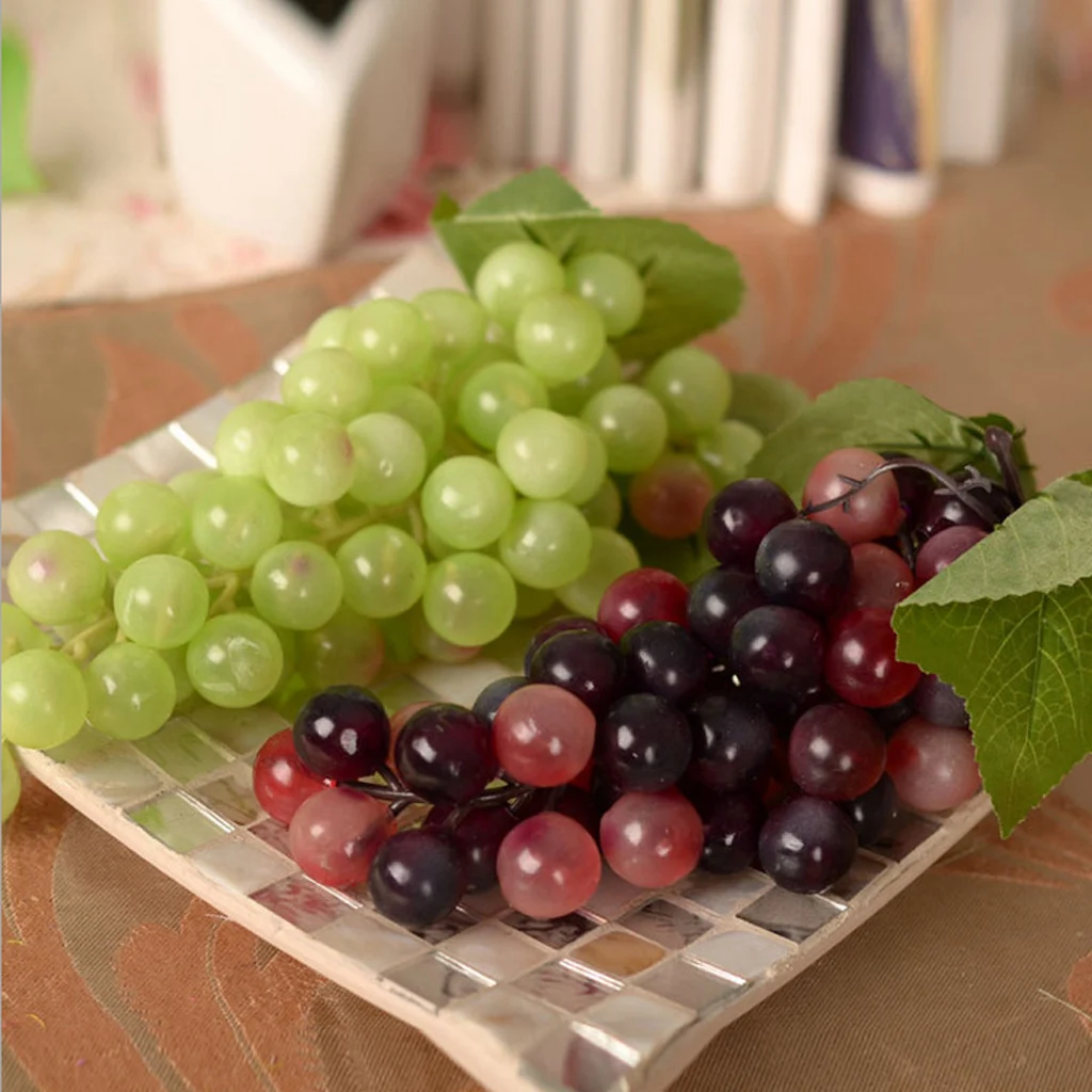 2pcs Artificial Grapes Bunches Plastic Fruit for Performance Stage Props Decoration