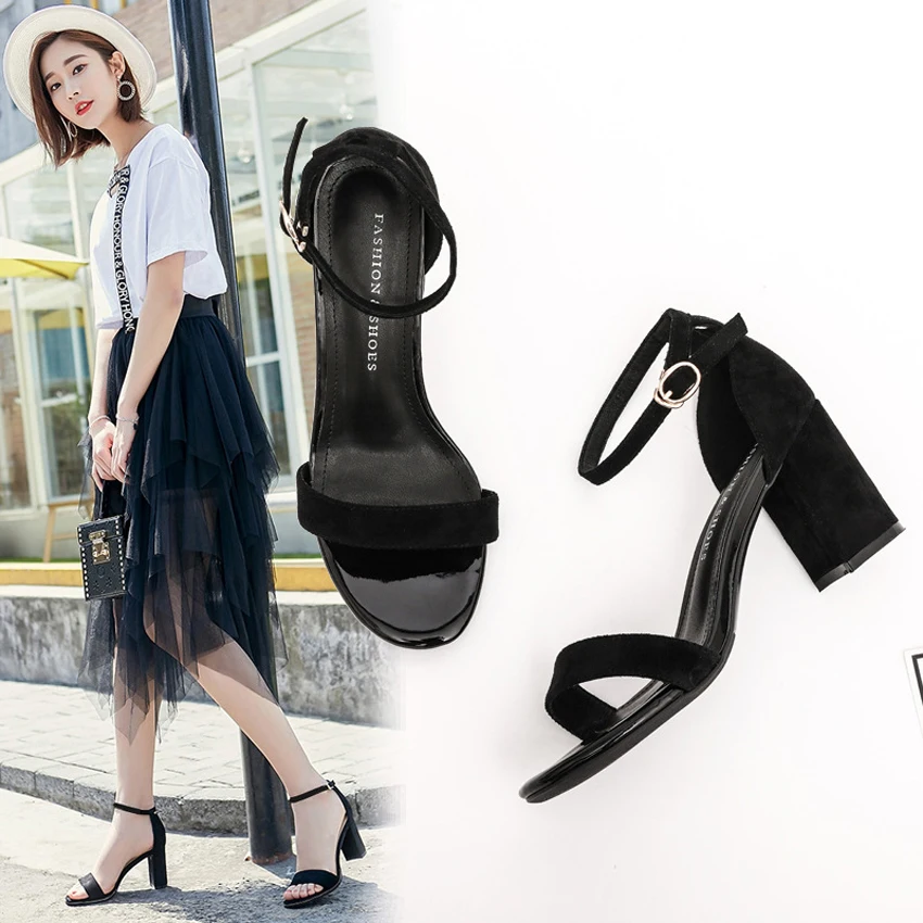 

2019 New Fashion Women Sandals High Heels Sandals Summer Black Female Shoes Casual Lady Shoes Woman Footwear