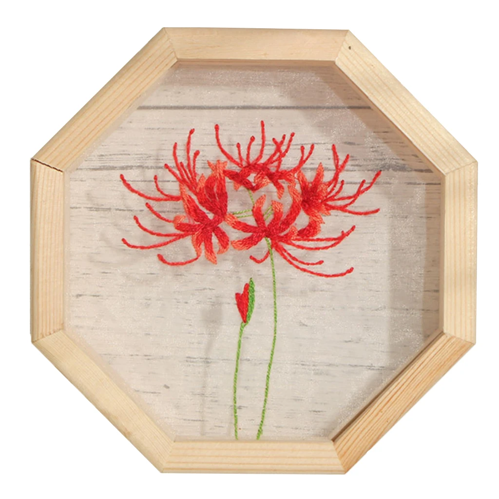Hand Embroidery Cross Stitch Starter Needlepoint Crafts Kit with Organza Cloth, Wooden Hoop, Threads and Tools Kit