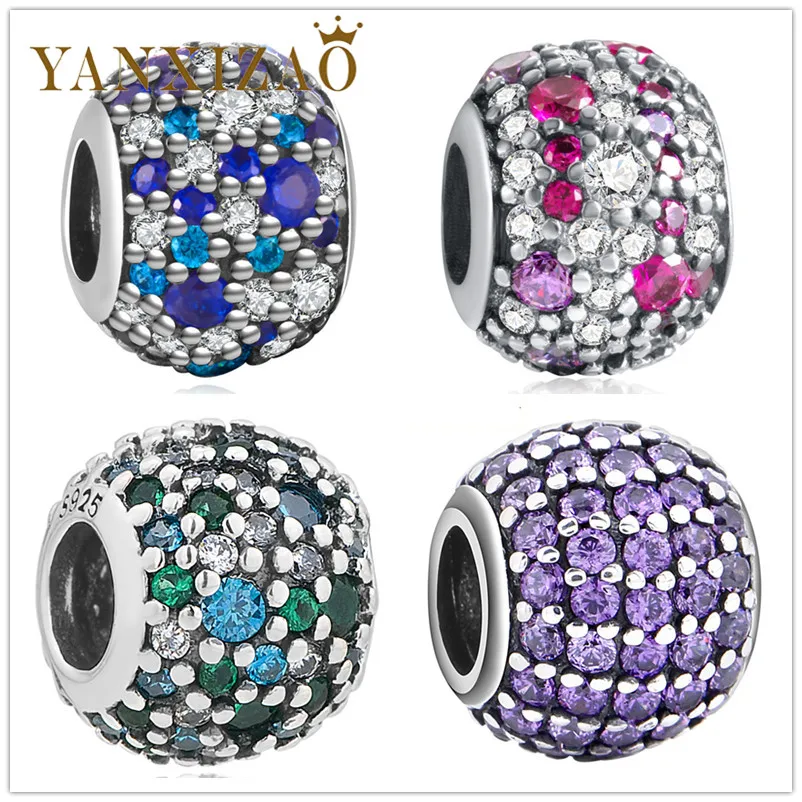 

Yanxizao 2018 Fashion Silver 925 CZ Charm Beads Fit Pandora Style Luxurious Zircon DIY Jewelry Originals Female Birthday Gift gw