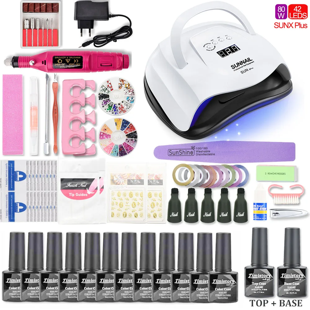 

Nail Set Gel Nail Kit UV Lamp Dryer Manicure Set 10pcs UV Gel Varnish Nail Gel Polish Soak Off Manicure Tools Gel Polish Kits