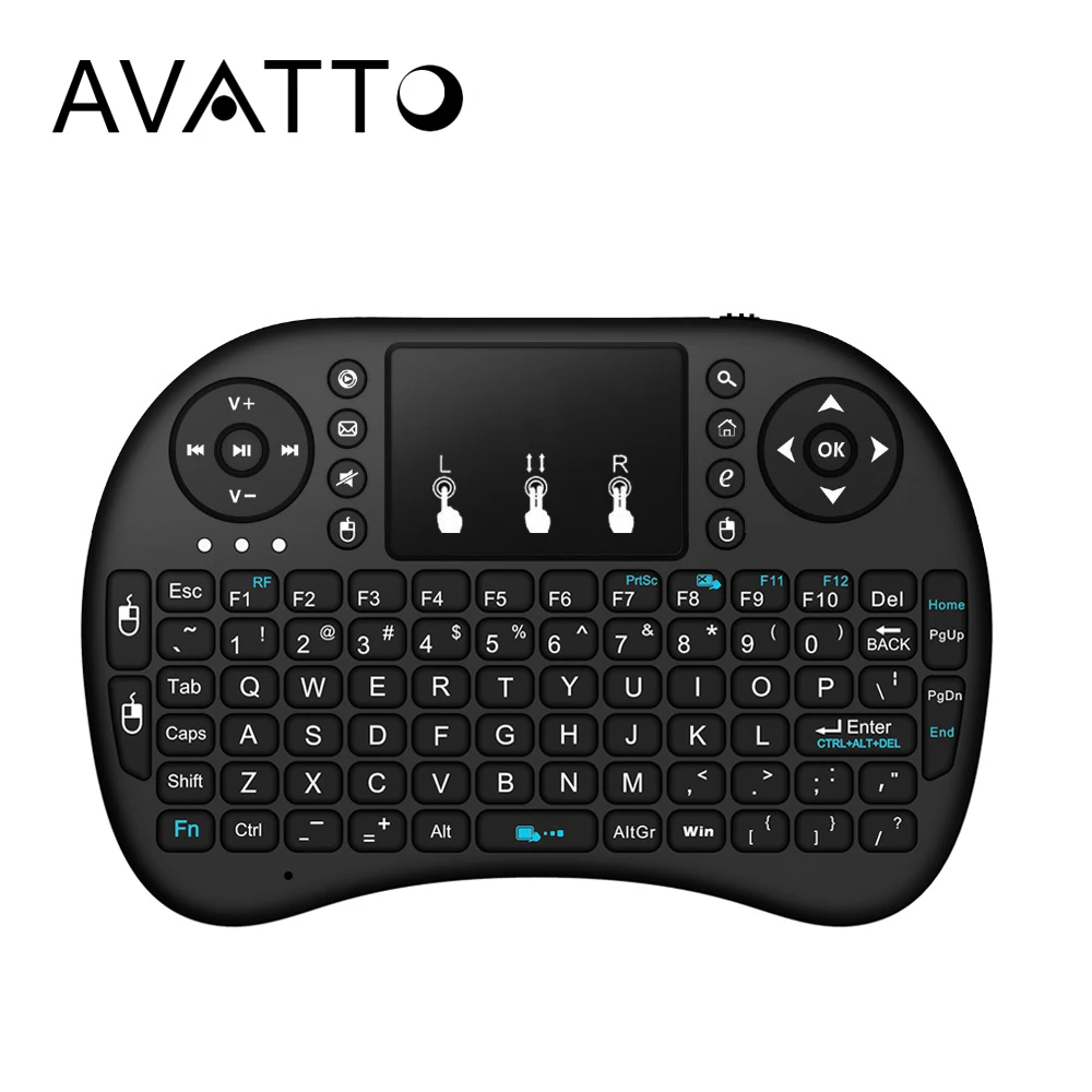 

[AVATTO] Russian,Hebrew,English Original i8 Mini Keyboard 2.4G Wireless Touchpad Air Mouse for PC,Smart TV,Android Box,Xbox 360