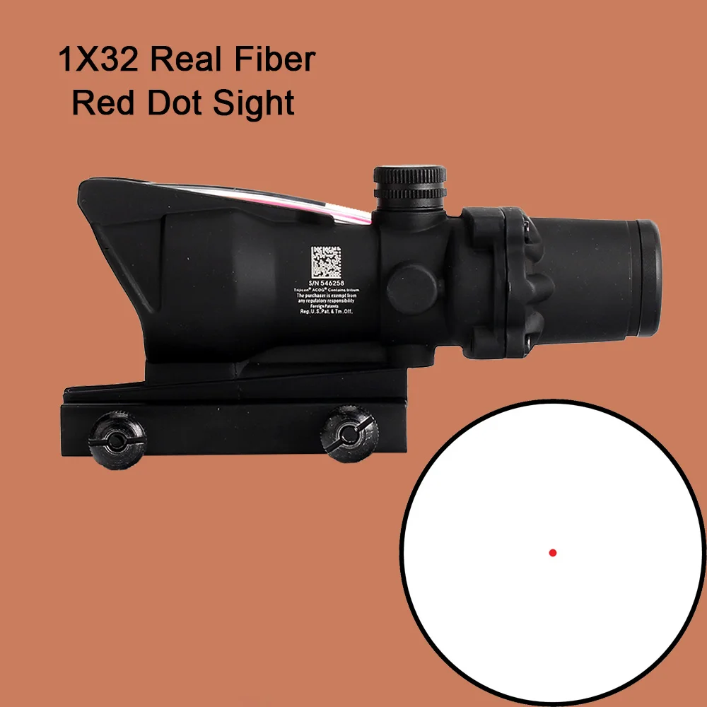 ohhunt Охота Прицел ACOG 1x32 Тактический Зелёное Оптическое Волокно Зрение с Пикатинни