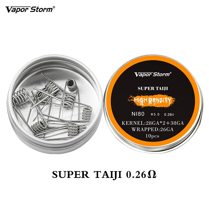 NI80 нихромовая катушка Vapor Storm высокая плотность Alien V2 Juggernaut Предварительно Построенная RDA нагревательная катушка для электронной сигареты RDA RBA RDTA - Цвет: 10x Super Taiji