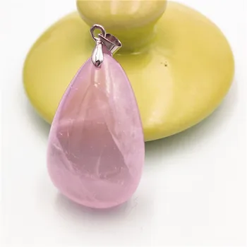 

Natural Mozambique Rose Quartz Pendant 36x22x19mm Stone Love Anniversary New Gift Women Men Water Drop Crystal Necklace Pendant