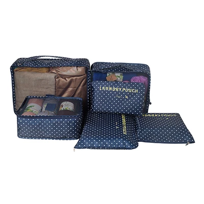 Navy Dot Mihawk 6 шт./компл. Портативный дорожные сумки большой Ёмкость упаковка одежда CUBE для сортировки нижнего белья Органайзер Чемодан для вспомогательного оборудования - Цвет: Navy Dot