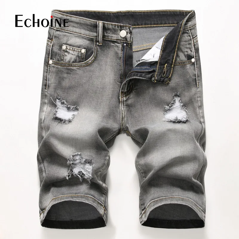 Summer Men's Stretch Short Masculino Jeans 2019 New Fashion Casual Slim Fit Bermuda Homme Cotton Denim Shorts Male Brand Clothes