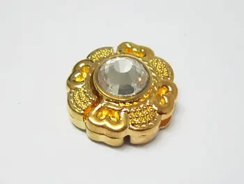 

Rhinestone Flower magnetic clasp Gold 10x2mm flat Leather cord clasp FC22 G