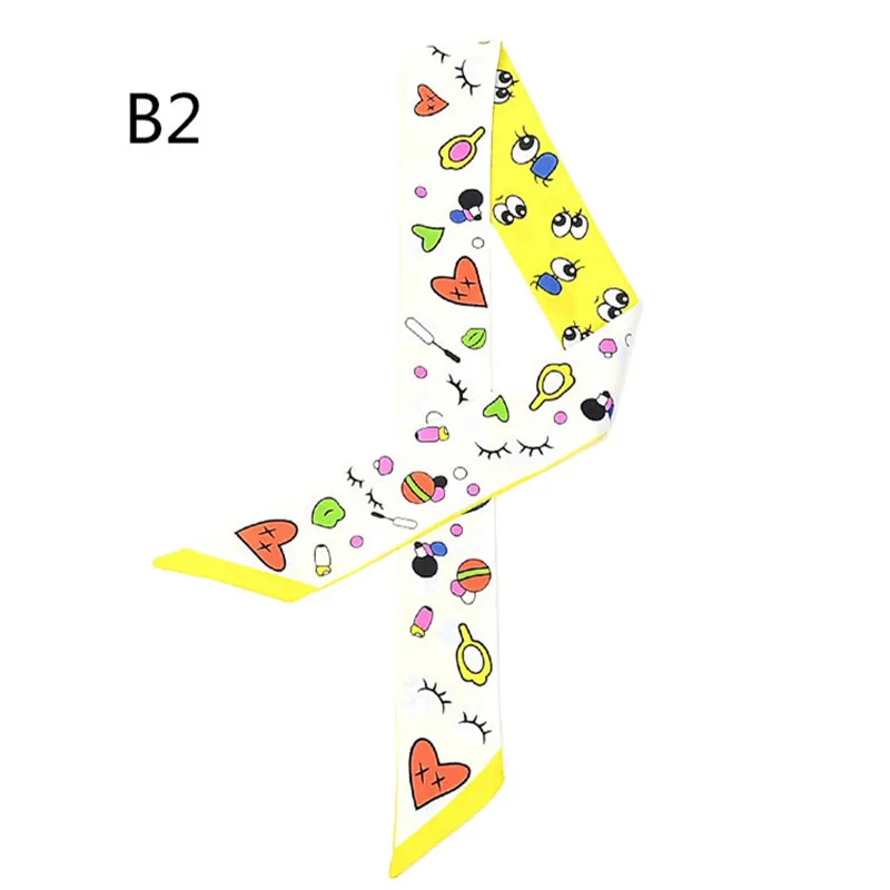 2018 новая сумка шарф мультфильм глаз и сердце принт женский шелковый шарф маленькая сумка лента женский ленты для волос Сумки Шарфы