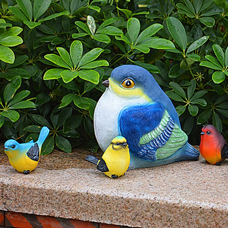 Decorative Garden Home Decoraion Resin Fat Birds Sculpture Animal Decor
