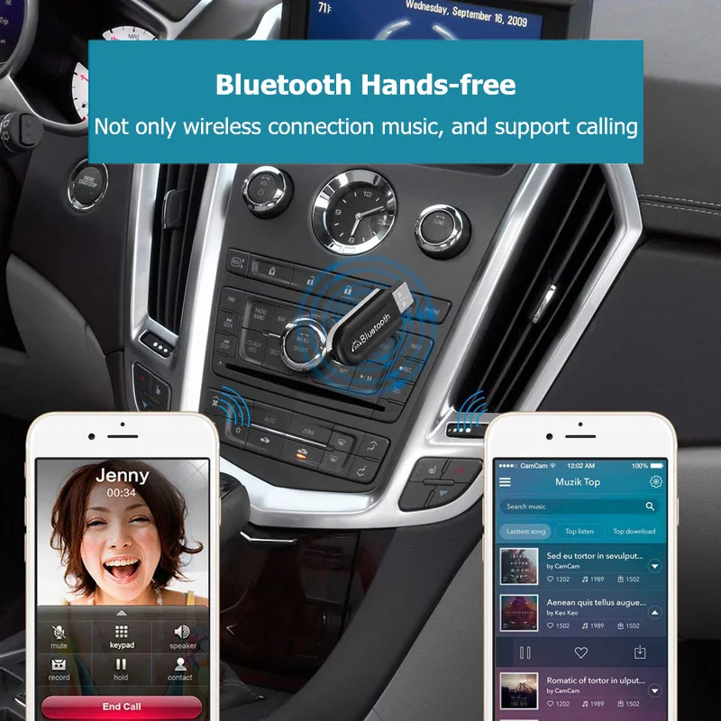 Беспроводной Bluetooth 4,0 адаптер USB Bluetooth аудио ключ Музыкальный звуковой приемник для компьютера ПК ноутбука автомобиля функция Hands free