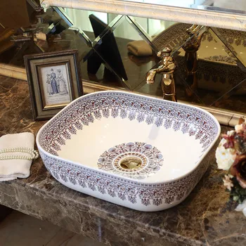 

Crack carved the carriage design Europe Vintage Style Ceramic Art Basin Sink Counter Top Bathroom Sink decorative art wash basin