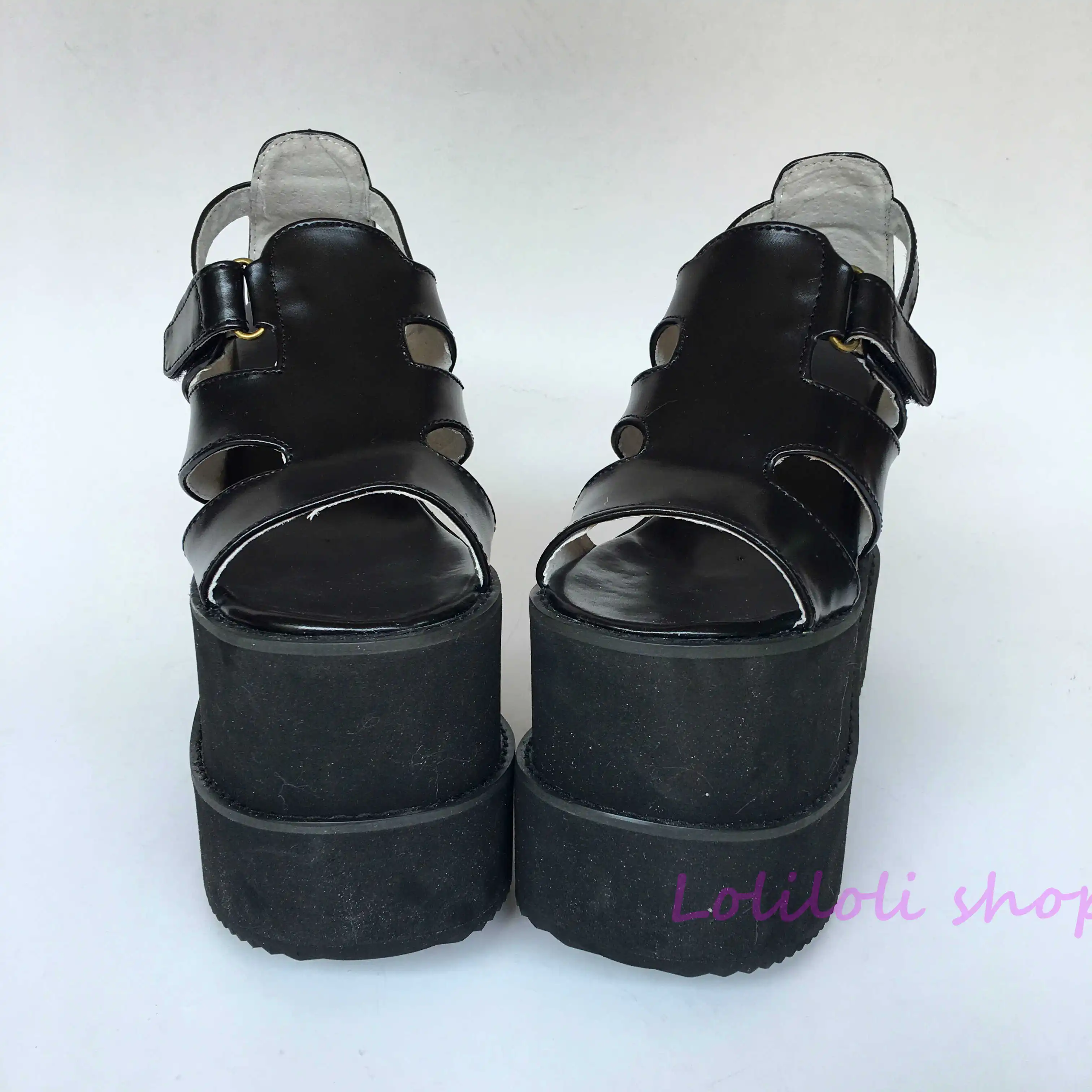 

Princess sweet black lolita shose Lolilloliyoyo antaina gothic lolita shoes Muffin slippers sandals Drawstring Customized 5130