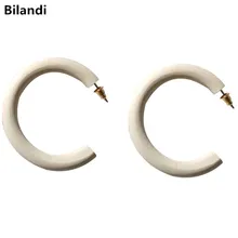 Классический дизайн, белые, коричневые деревянные с-образные серьги-кольца для женщин, ювелирные изделия для женщин, свадебные серьги, вечерние ювелирные изделия, подарки для девушек