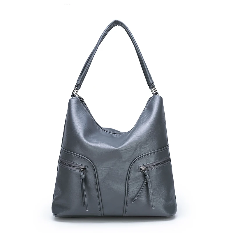 Роскошные сумки женские дизайнерские высококачественные кожаные сумки для женщин сумки через плечо для женщин Высокая емкость сумка на плечо - Color: Gray
