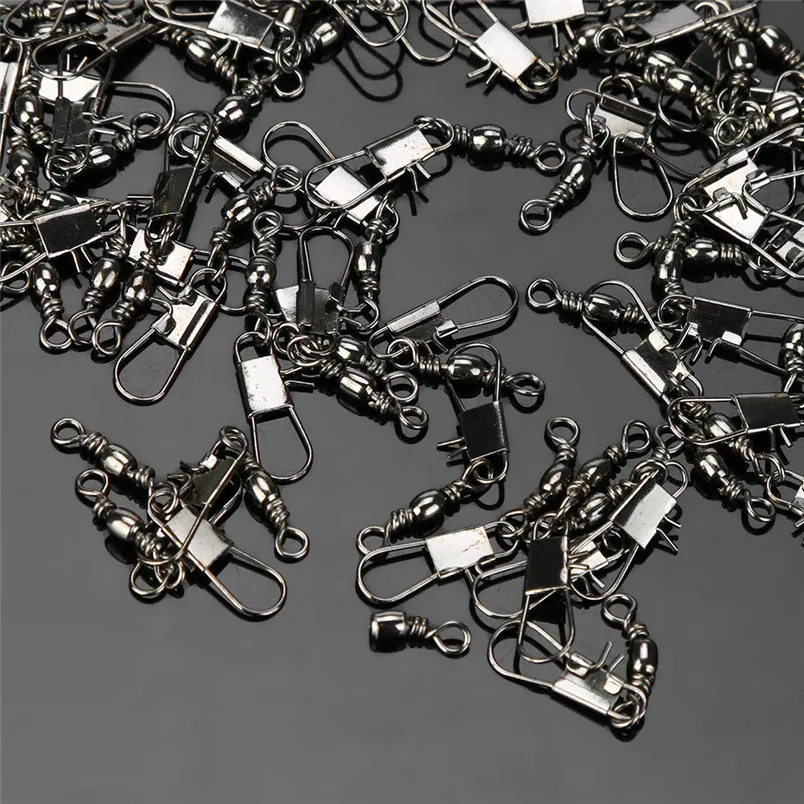 100pcs Fishing Barrel Swivel Pin Connector Solid Rings With Interlock Snap Alloy Fishing tools new fishing accessories #4O04 (6)