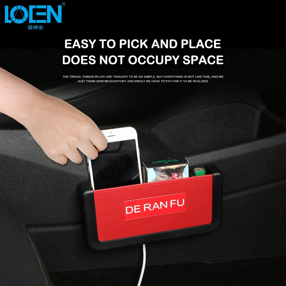 

LOEN Car Storage Bag Tidy Storage Box Car Organizer Glasses Coin Stuff Cellphone Phone ContainerAuto Interior Accessories Pocket