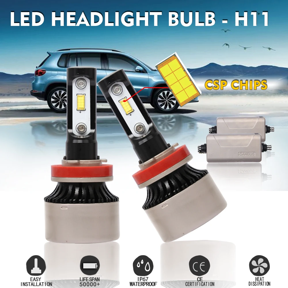 Pair New Arrival F5S H11 H8 H9 LED 180W Canbus Bulbs Car Headlight Kit Auto Headlamp Fog Light single Beam High Power No error | Автомобили