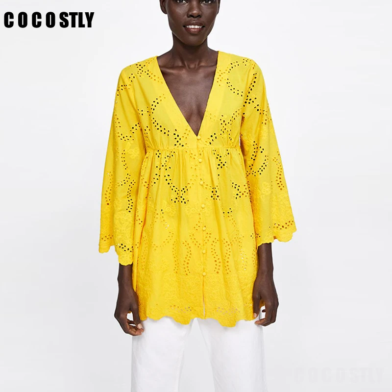 

2019 Womens Tops And Blouses Vintage Floral Print V Neck Long Sleeve Blouse Tunic Long Blouse Casual Ladies Tops