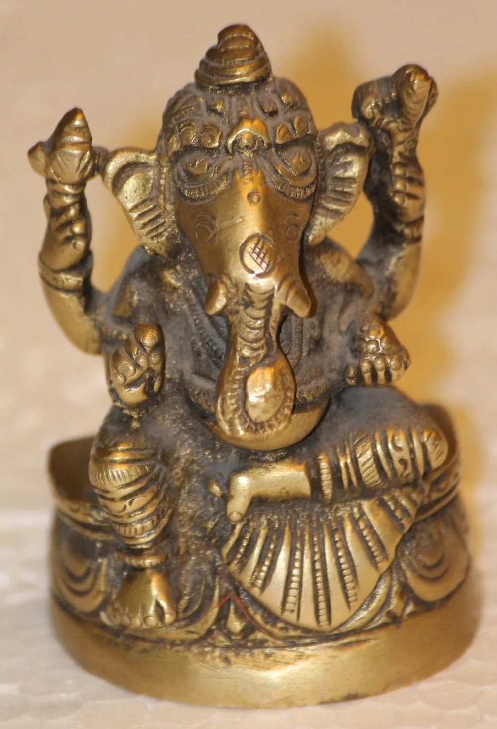 

127@g++VINTAGE BRASS GANESHA FIGURE STATUE COLLECTIBLE INDIA