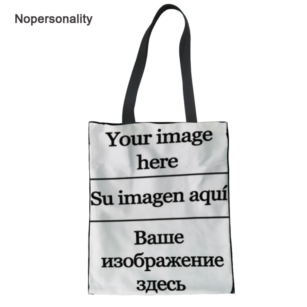 

Nopersonality Customize Your Image Logo Name Canvas Handbag for Women Unique Female Ladies Summer Beach Bag Small Shoulder Bags