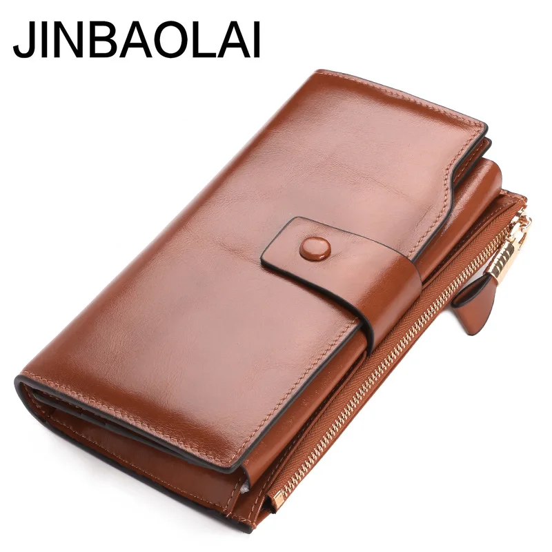 

JINBAOLAI Fashion Women Wallets Design High Quality Genuine Leather Wallet Female Hasp Zipper Long Purses Card Holder Lady purse