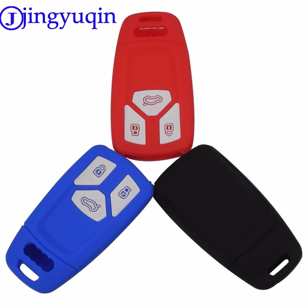 

jingyuqin Remote 3 Buttons Silicone Car Key Fob Cover Case Shell Holder For Audi A4 Allroad B9 Q5 Q7 TT TTS Keyless 2016 2017