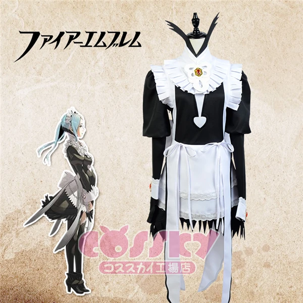 

Fire Emblem Flora Maid Dress Black White Cosplay Costume Full Set Free Shipping Any Size