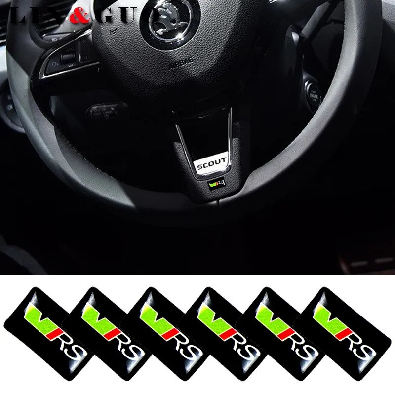 

6pcs/set case for skoda octavia fabia rapid yeti superb octavia a 5 a 7 2 Steering wheel 3D Epoxy Car decoration sticker