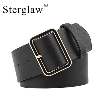 

105x4.8cm New Design Wide belt female jeans belts decorate waistband fashion gold pin buckle width belt party belt black N020
