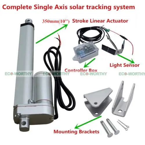

Single Axis Solar Tracker Kit Sunlight Tracking14" Linear Actuator&Light Sensor