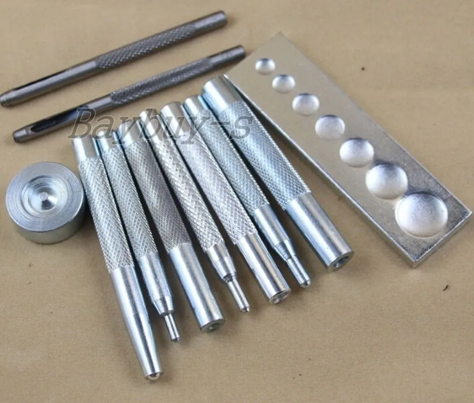 11PCS Craft Tool Die Punch Snap Rivet Setter Base Kit Set For DIY