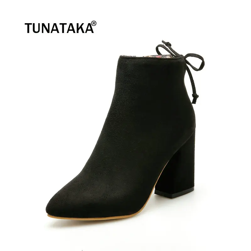 

Women Winter Keep Warm Ankle Boots Fashion Zip High Heel Shoes Women Gray Red Yellow Black