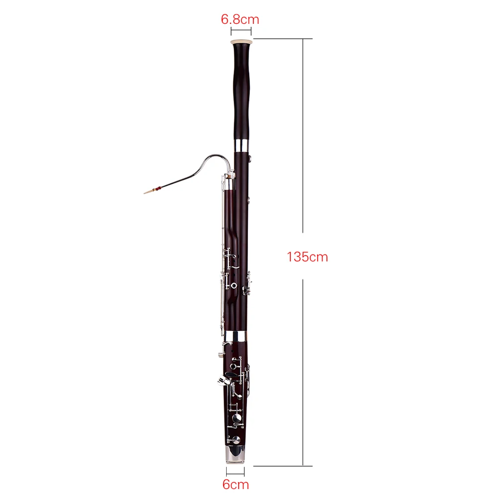 Ammoon Professional C Key Bassoon Maple Wood Body cupronicel ключи с серебристым напылением с тростниковыми перчатки, Чистящая салфетка чехол для переноски