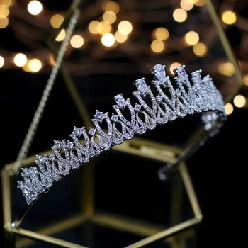 

Simple Clear Shinny Zircon Brides Crowns Tiaras Wedding Hairbands Plated Crystal Wedding Hair Accessories Party Headwear