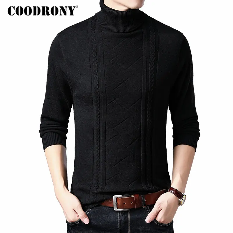 Бренд COODRONY, мужской свитер с высоким воротом, кашемировый шерстяной пуловер, мужская одежда, зимние толстые теплые мужские свитера s 91032