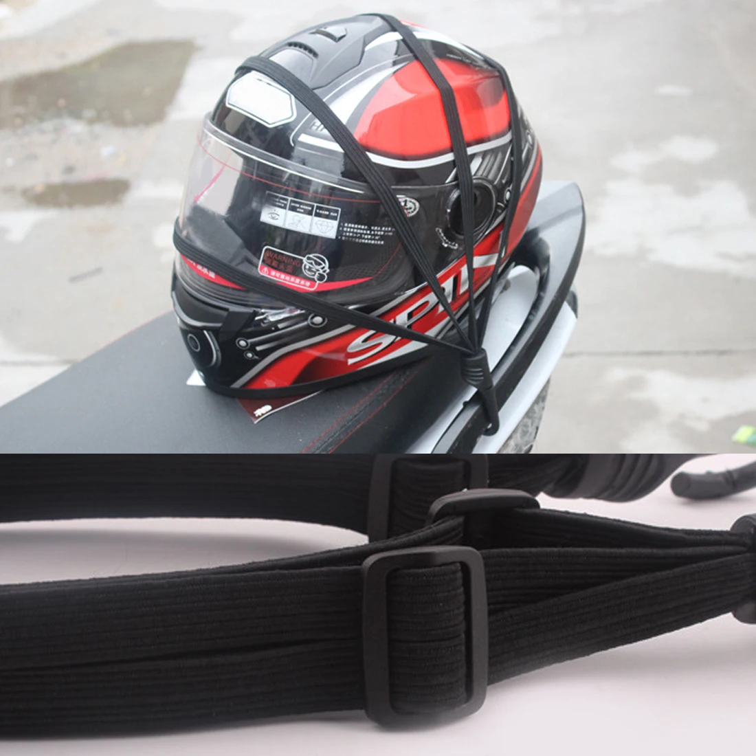 

Dewtreetali Hot Sale Motorcycle Flexible Retractable Helmet Luggage Elastic Rope Strap With 2 Hooks 1PC