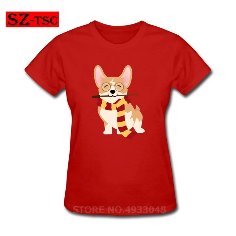 

2019 Summer Women T-shirts Potter Gryffin-Corg Funny corgi cosplayed as Harry T Shirts Short Sleeve Tshirt Personalized Top& Tee