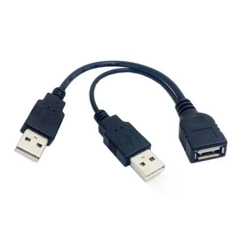 

Chenyang BK USB 2.0 Female A to Dual A Male Extra Power Data Y Cable for 2.5" Hard Disk