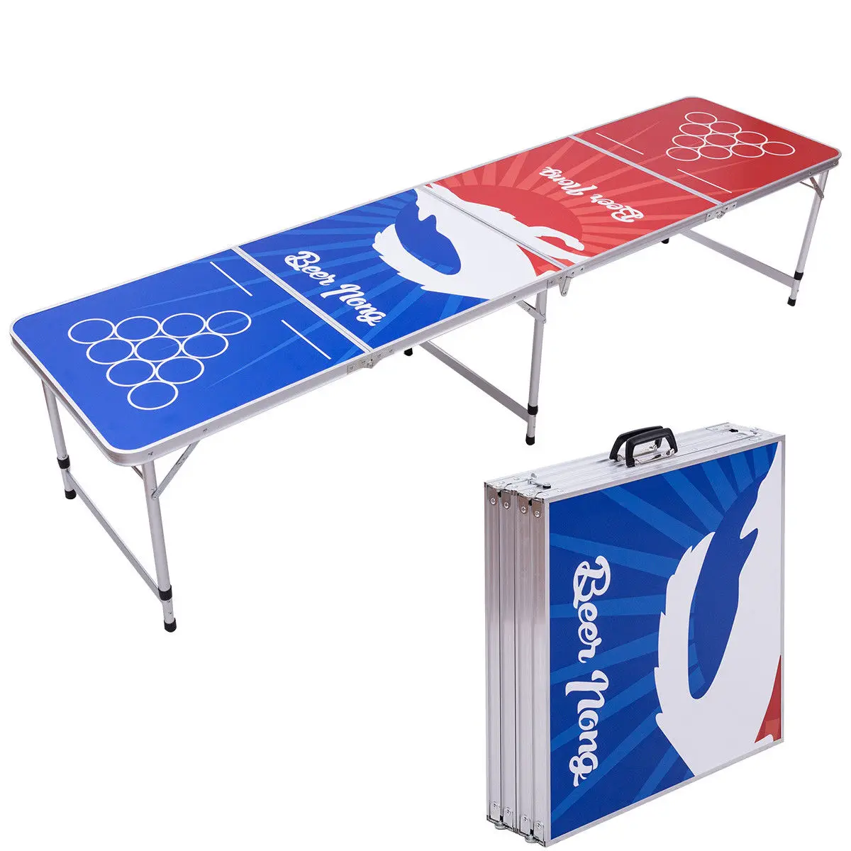 Giantex 8FT Portable Indoor Folding Beer Pong Table Party Gaming Picnic Outdoor Camping Desk Dining Room Furniture OP3335