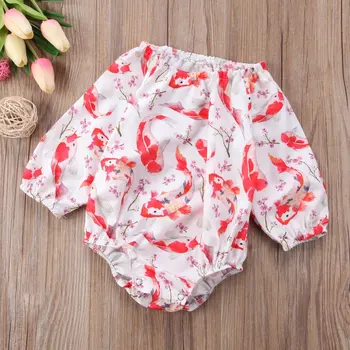 

0-24 Months Baby Girl Jumpsuit Long Sleeve Clever Fish Print Baby Clothing Bodysuit Spring Jumpsuits Newborn Climbing Outfits