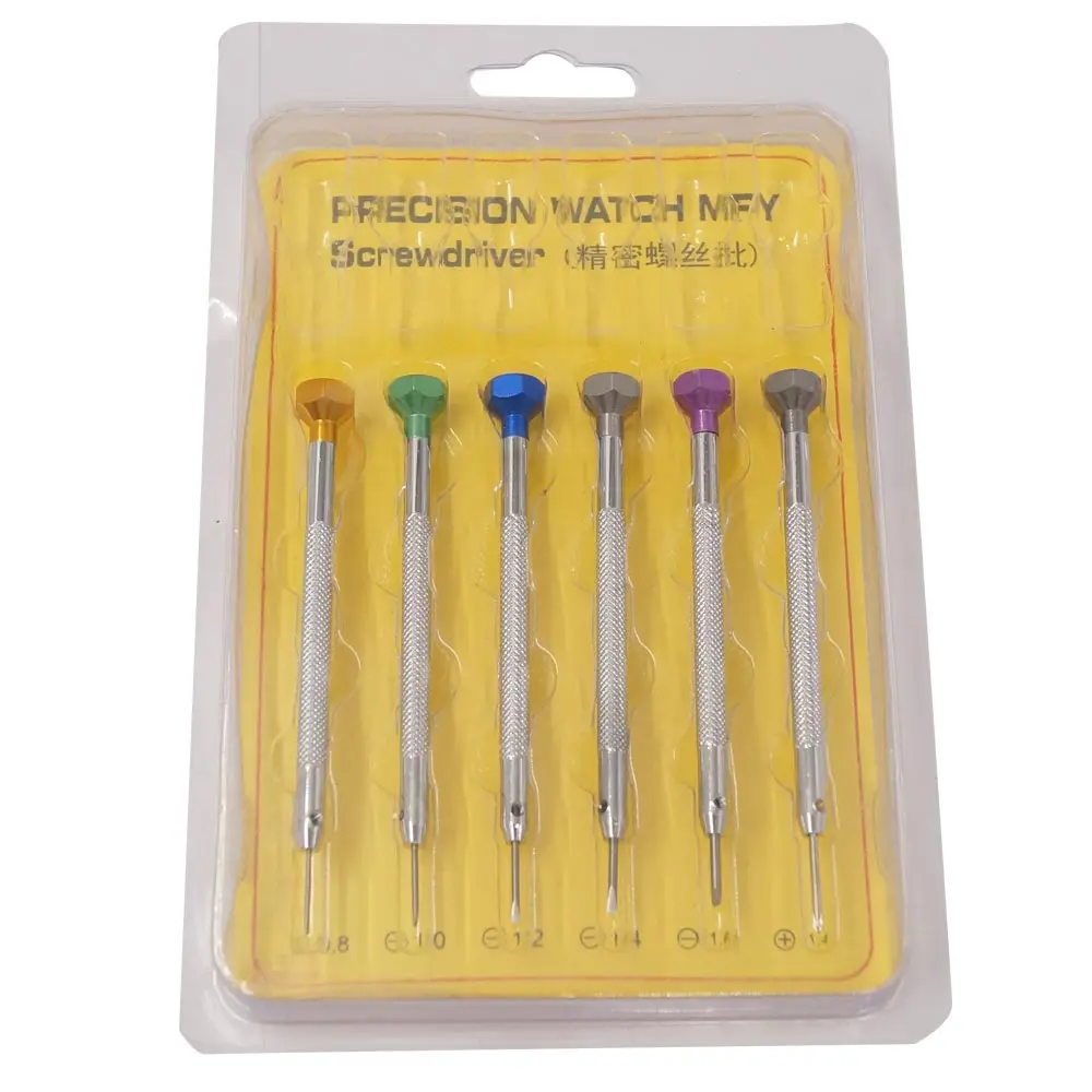 

6 PCS Aluminum Micro Precision Screwdriver Set Watch Jewelry Watchmaker Repair Tool Spring Bars With Strap Link Pins Remover