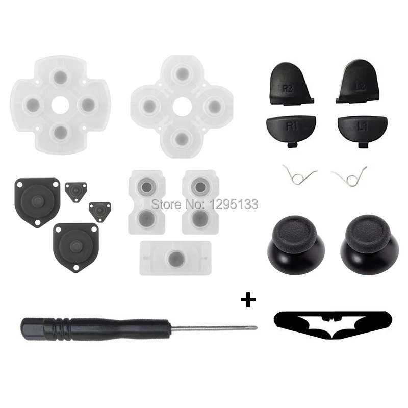 

Replacement Parts All Set Of Key Pad Button Pad Conductive Buttons Joystick Caps R2L2 R1L1 Tool Kit for Playstation 4 PS4