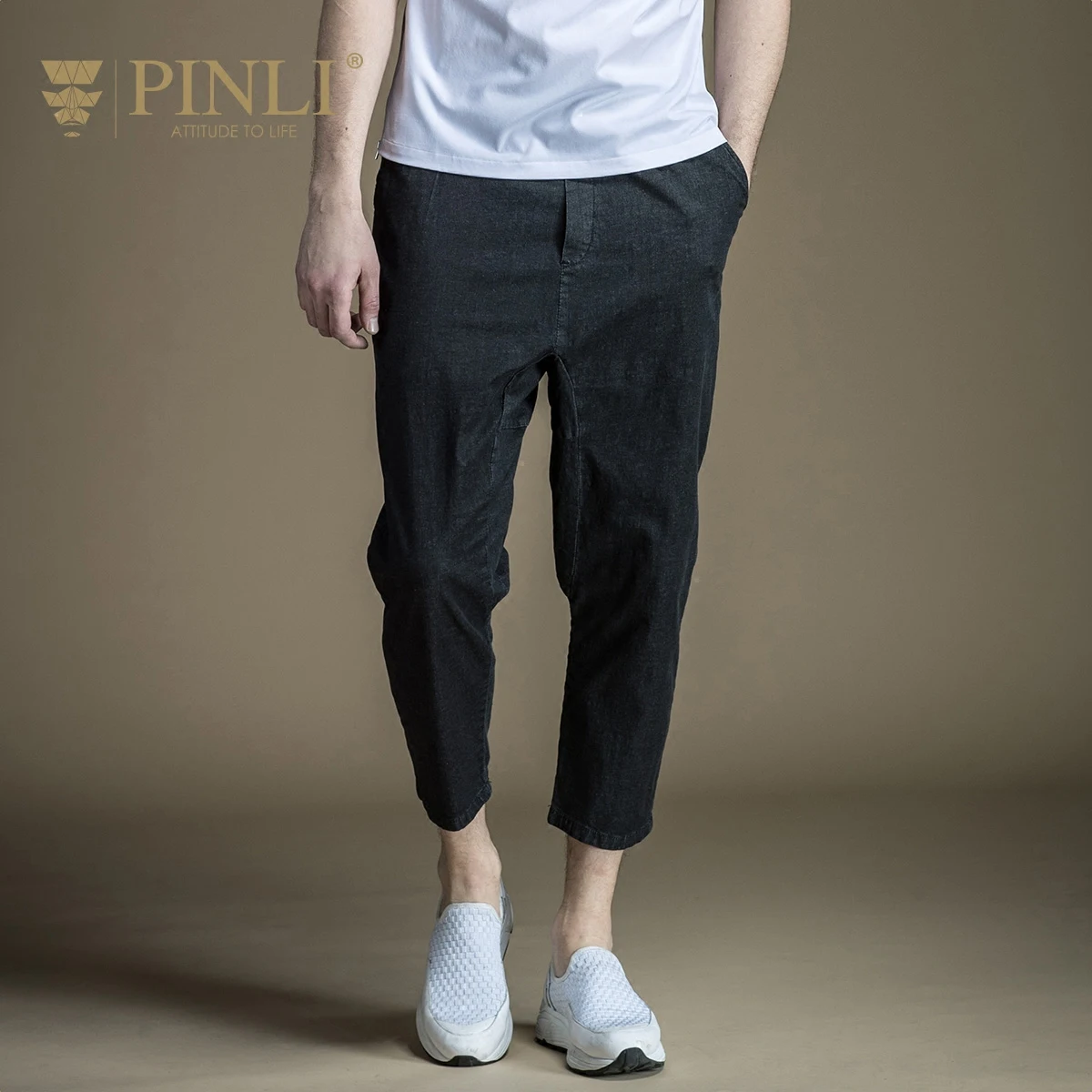 Pinli Promotion Acetate Knee Length Midweight Pencil Pants Mid Product 2017 New Summer Men s Quality