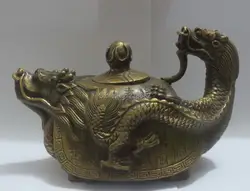 Коллекционная Китайский Старый Медь дракон ручной работы Чай Пот кувшин статуя бесплатная доставка